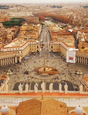 an aerial view of St. Peter's Square in Rome